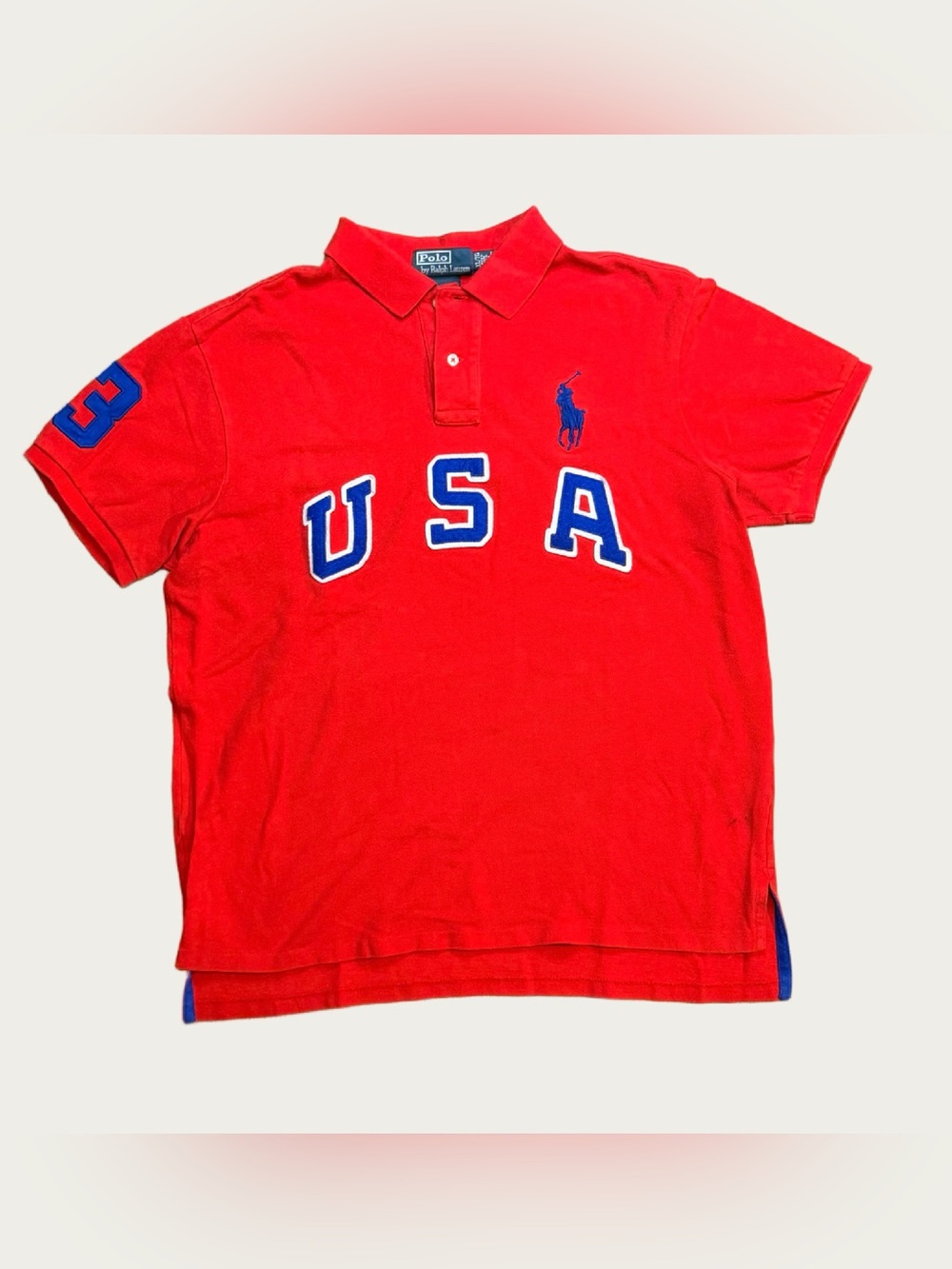 VTG Ralph Lauren Red USA Big Pony Polo #3